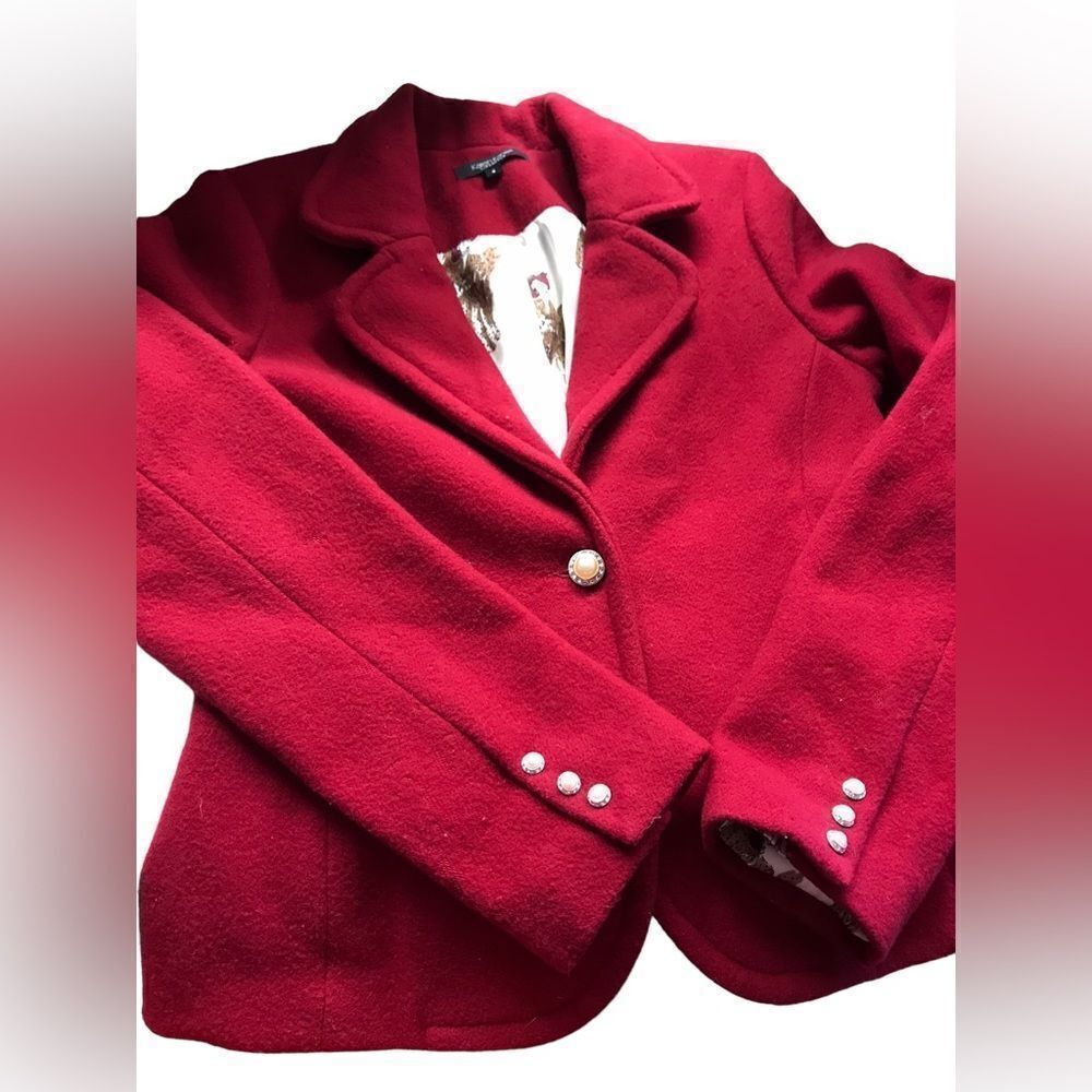 Karen Kane lined  wool red jacket excellent contain size 6 see pics beautiful